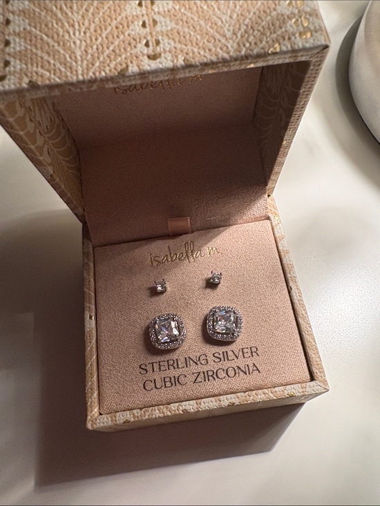 isabella M Jewelry - Sterling Silver Stud earrings 2 sets with CZ Stones new in box